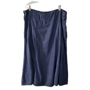Vtg LA BLUES Denim Midi Tulip Flare Panel Skirt Women XL Cotton Side Zip Modest